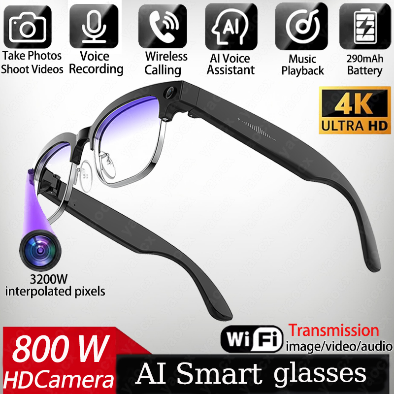 Photography Unit - แว่นตาอัจฉริยะ 4K AI กล้อง 8MP บันทึกวิดีโอ