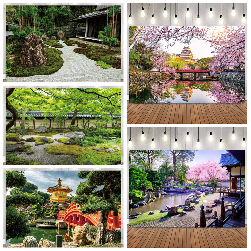 Photography Zen - ฉากหลังถ่ายภาพสวนเซนสไตล์ญี่ปุ่น สะพานโทริ สะพานแดง ดอกซากุระ ถ่ายภาพบุคคล ตกแต่งบ้าน
