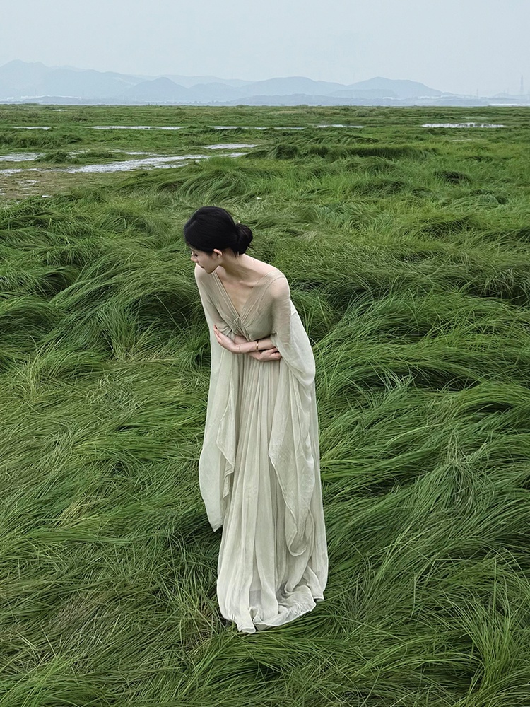 ชุดเดรสยาวสไตล์จีนใหม่ ทรงหลวม - Photography Zen บทวิจารณ์และราคา